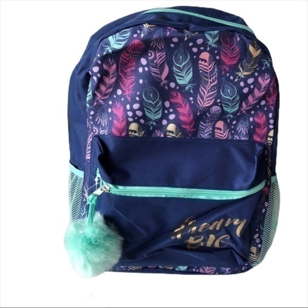 Dream Big Multicolored Blue School Backpack